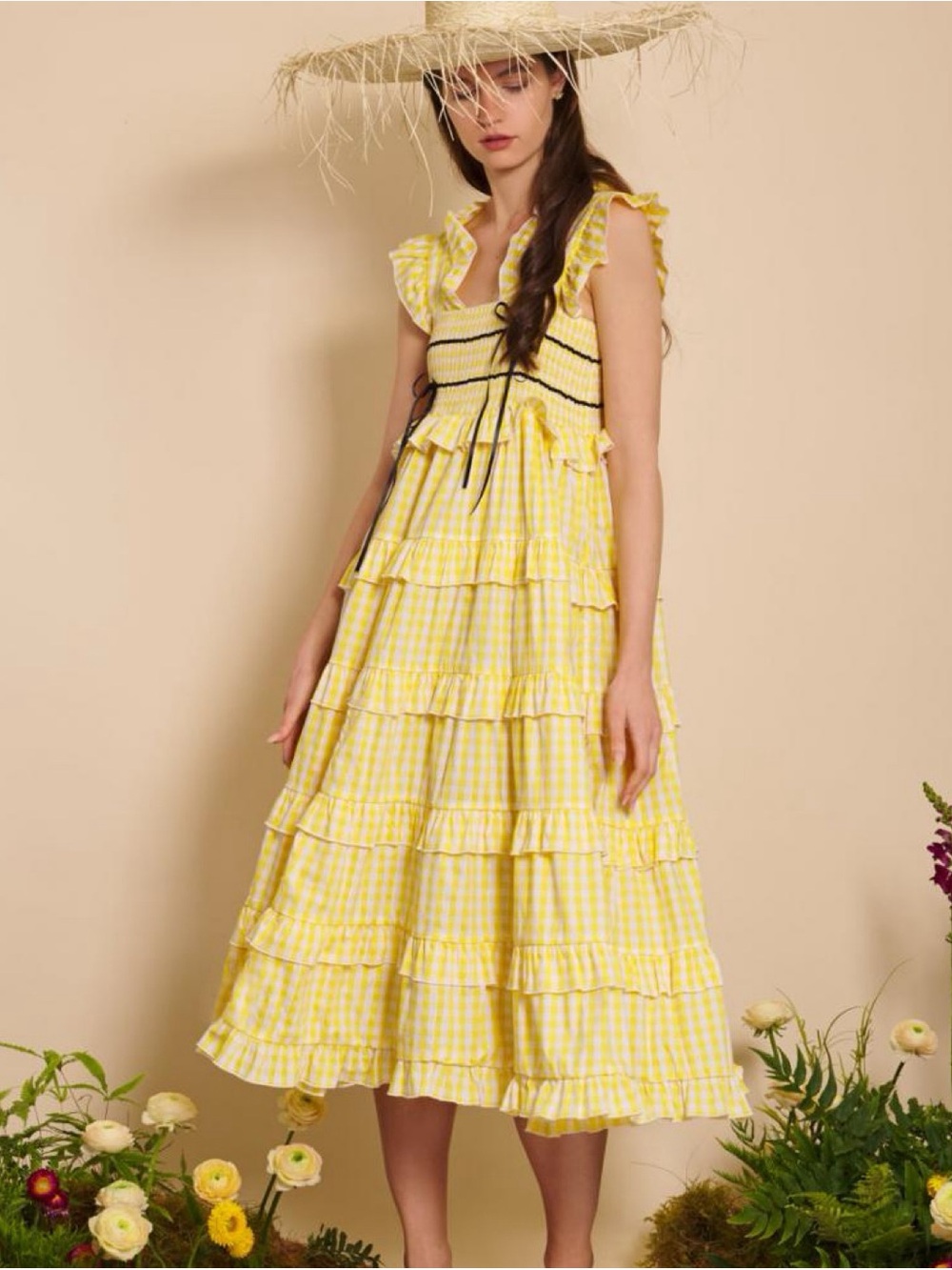 Flutter Dress in Yellow Gingham